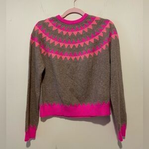 Jumper 1234 Pink and Brown Val Crewneck Soft Cashmere Women's Sweater. Size S.